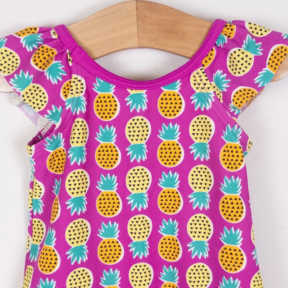 Tea Collection Pineapple Print One-Piece Bathing Suit Pink Baby Girl 9-12 months